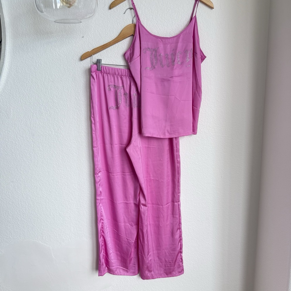 Juicy Couture Y2K Bling Two-piece Pink‎ Adjustable Strap Sleepwear Large